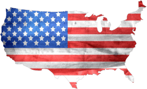 american flag in the shape of the united states continent