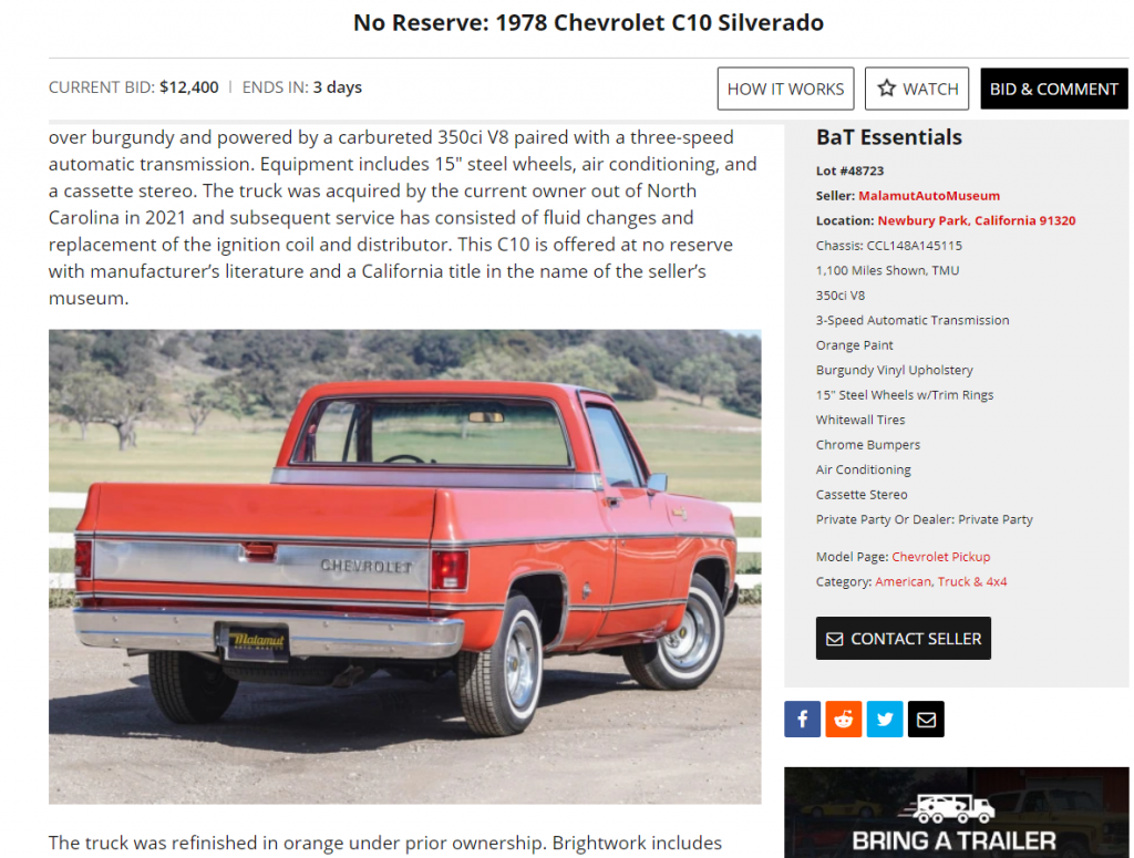 Chevy C10 bring a trailer 